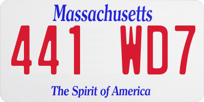 MA license plate 441WD7