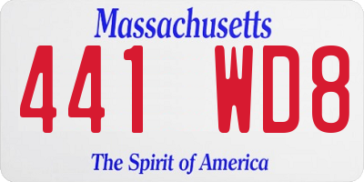 MA license plate 441WD8
