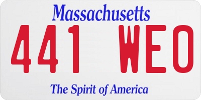 MA license plate 441WE0