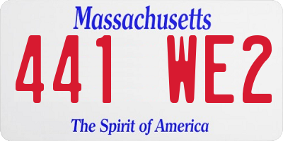 MA license plate 441WE2