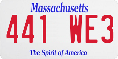 MA license plate 441WE3