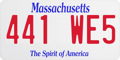 MA license plate 441WE5