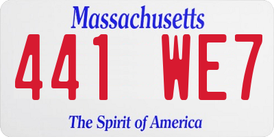 MA license plate 441WE7