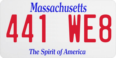 MA license plate 441WE8