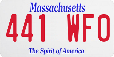 MA license plate 441WF0