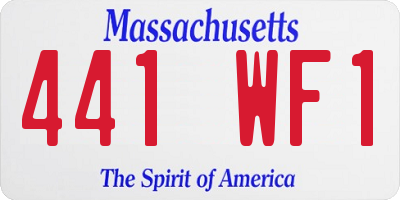 MA license plate 441WF1