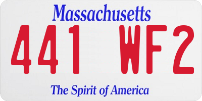 MA license plate 441WF2