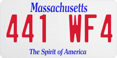 MA license plate 441WF4
