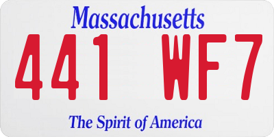 MA license plate 441WF7