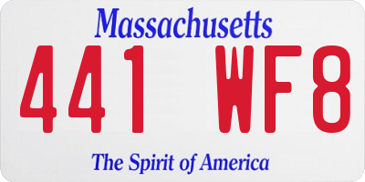 MA license plate 441WF8