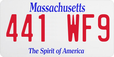 MA license plate 441WF9