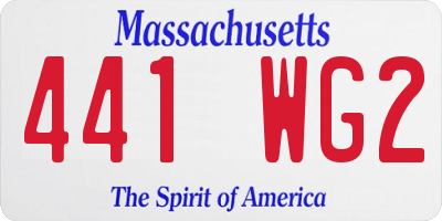 MA license plate 441WG2