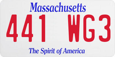 MA license plate 441WG3