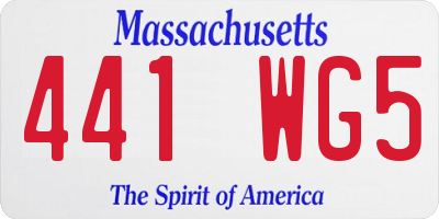MA license plate 441WG5
