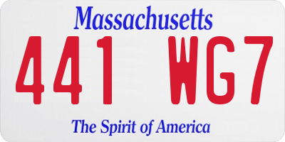 MA license plate 441WG7