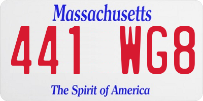 MA license plate 441WG8