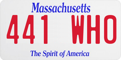 MA license plate 441WH0