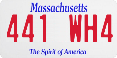 MA license plate 441WH4