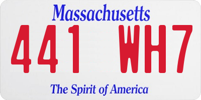 MA license plate 441WH7