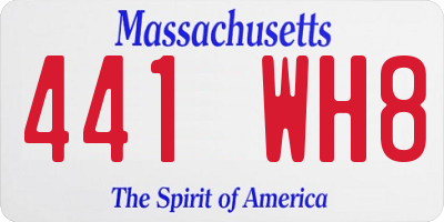 MA license plate 441WH8
