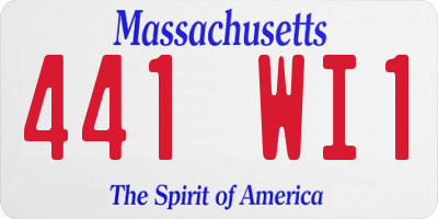 MA license plate 441WI1