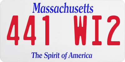 MA license plate 441WI2