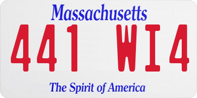 MA license plate 441WI4