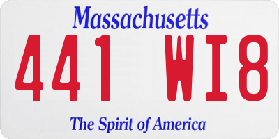 MA license plate 441WI8