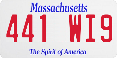 MA license plate 441WI9