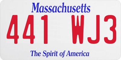 MA license plate 441WJ3