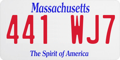 MA license plate 441WJ7