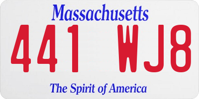 MA license plate 441WJ8