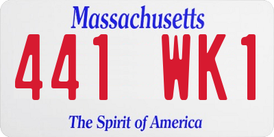 MA license plate 441WK1