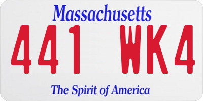 MA license plate 441WK4