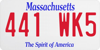 MA license plate 441WK5