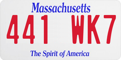 MA license plate 441WK7