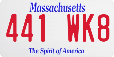 MA license plate 441WK8