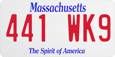 MA license plate 441WK9