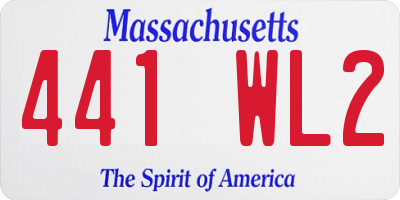 MA license plate 441WL2