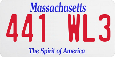 MA license plate 441WL3