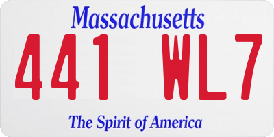 MA license plate 441WL7