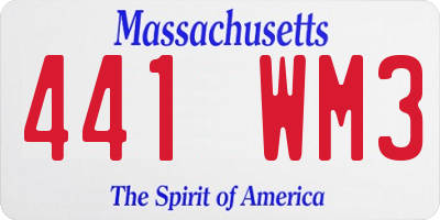 MA license plate 441WM3