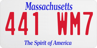 MA license plate 441WM7