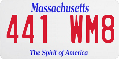 MA license plate 441WM8
