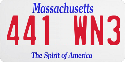 MA license plate 441WN3