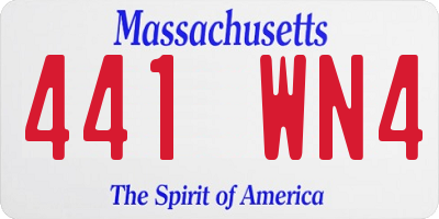 MA license plate 441WN4