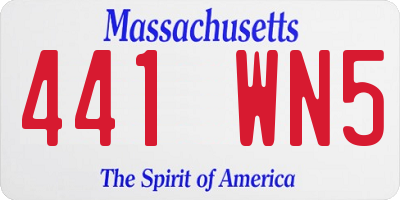 MA license plate 441WN5