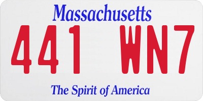 MA license plate 441WN7