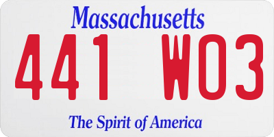 MA license plate 441WO3