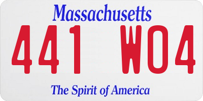 MA license plate 441WO4